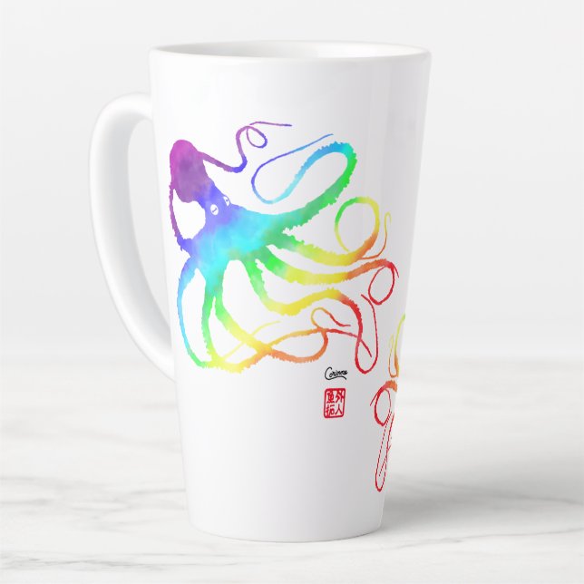 Rainbow Octopus - Große Tasse (Linke Ecke)