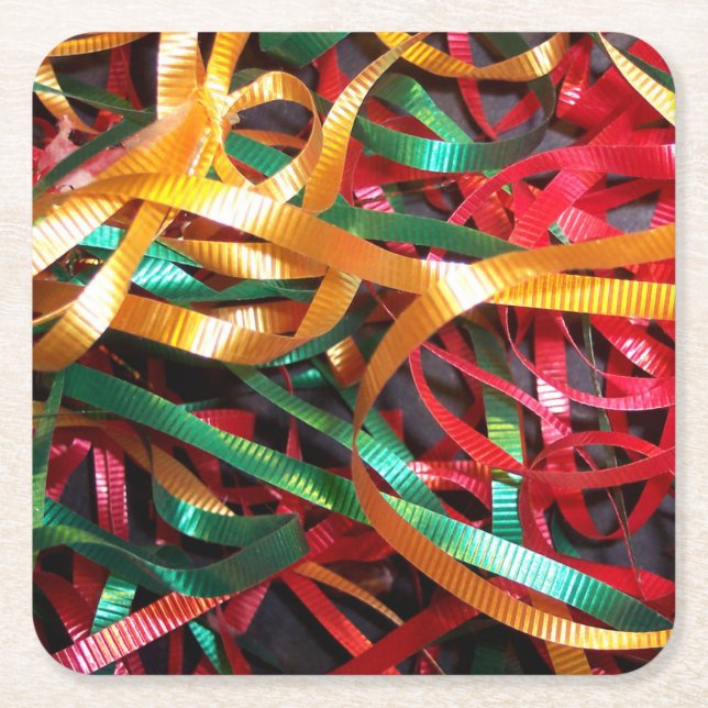 Rainbow of Christmas Ribbons Modern Rechteckiger Pappuntersetzer (Vorderseite)