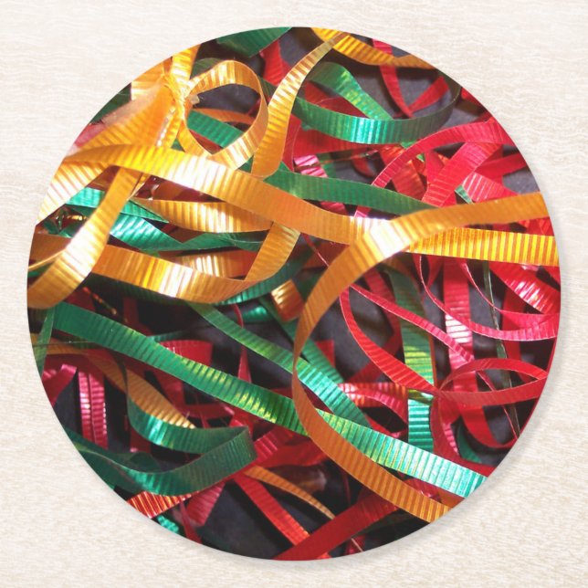 Rainbow of Christmas Ribbons Modern Runder Pappuntersetzer (Vorderseite)