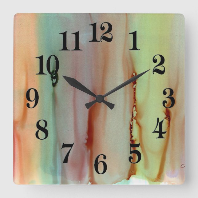 Rainbow of Colors Square Wall Clock Quadratische Wanduhr (Vorderseite)
