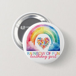 Rainbow of Fun Birthday Girl Button