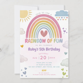 Rainbow of Fun Birthday Party Einladung helle Farb
