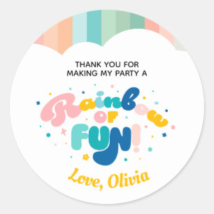 Rainbow of Fun Birthday Party Theme Sticker