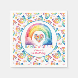 Rainbow of Fun Floral Heart Birthday Napkins Serviette