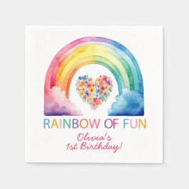 Rainbow of Fun Watercolor Geburtstag Napkins Serviette