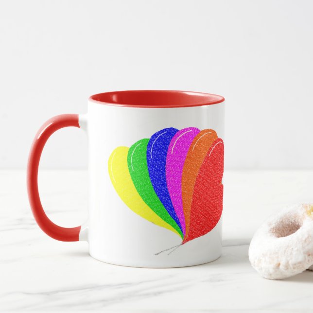 Rainbow of Heart Balloons Combo Tasse (Mit Donut)