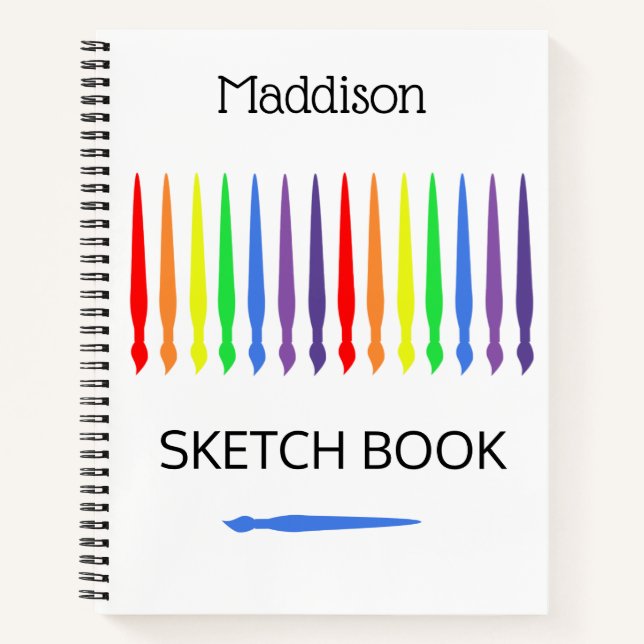 Rainbow of paint brushes, sketchbook, your name notizbuch (Vorderseite)