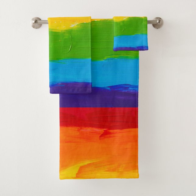 Rainbow Oil Paint Pride Bath Handtuch Set - LGBTQ+ (Insitu)