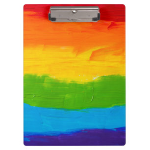 Rainbow Oil Paint Pride Clipboard - LGBT Gay Klemmbrett