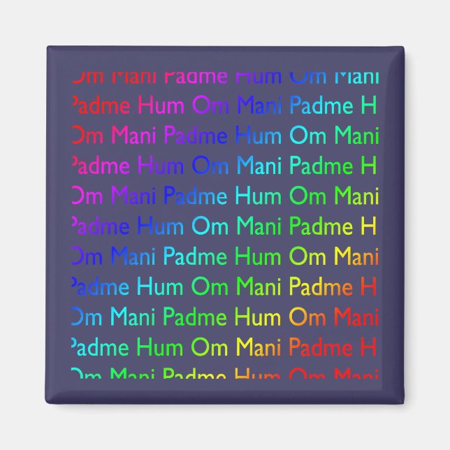 Rainbow Om Mani Padme Hum auf Lila Magnet (Vorne)