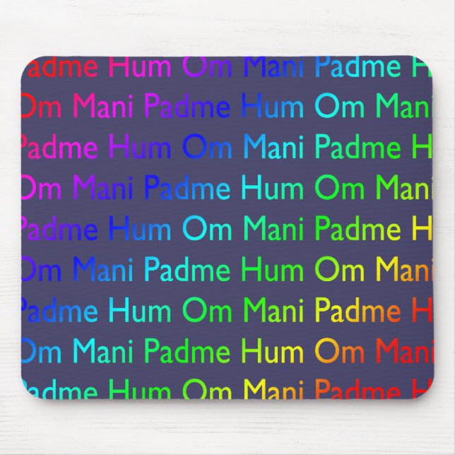 Rainbow Om Mani Padme Hum auf Lila Mousepad (Vorne)
