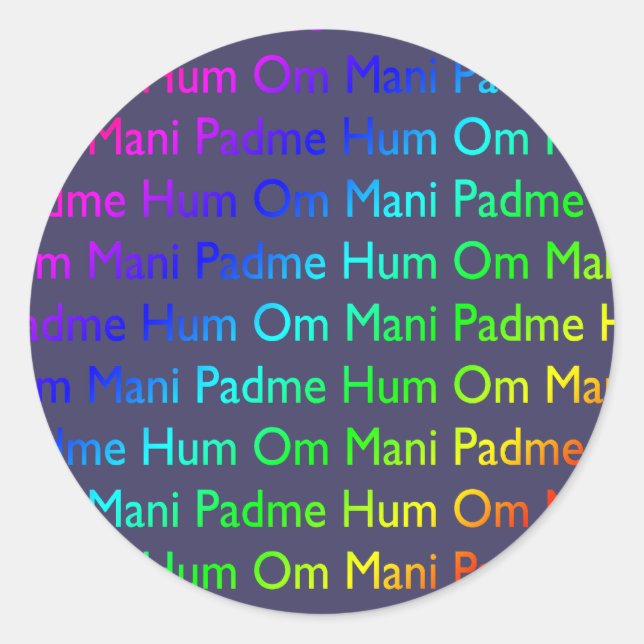 Rainbow Om Mani Padme Hum auf Lila Runder Aufkleber (Vorderseite)