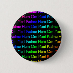 Rainbow Om Mani Padme Hum (auf schwarz) Button
