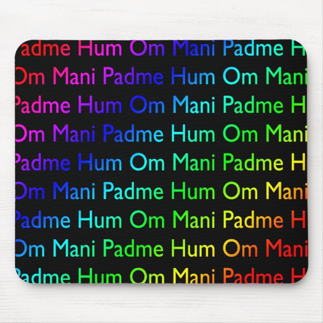 Rainbow Om Mani Padme Hum (auf schwarz) Mousepad (Vorne)