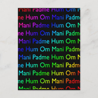 Rainbow Om Mani Padme Hum (auf schwarz) Postkarte