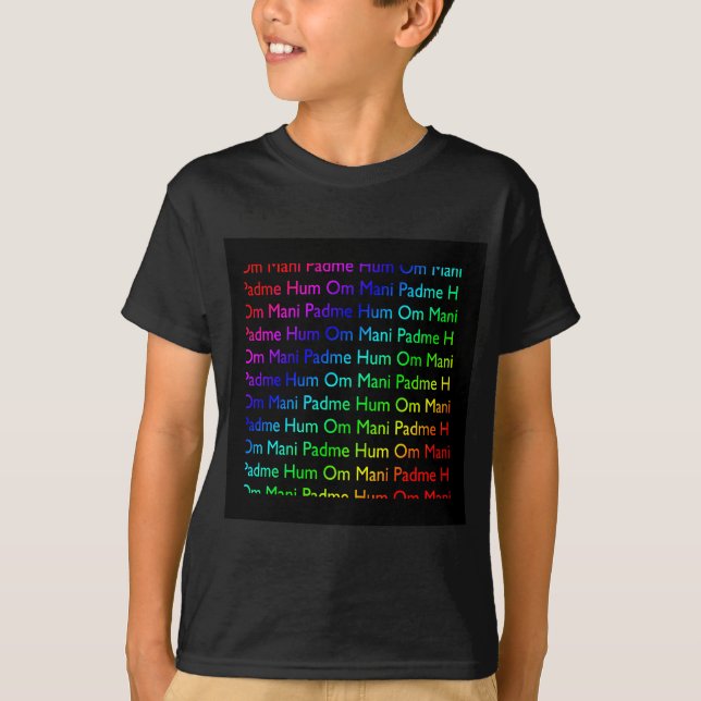 Rainbow Om Mani Padme Hum (auf schwarz) T-Shirt (Vorderseite)