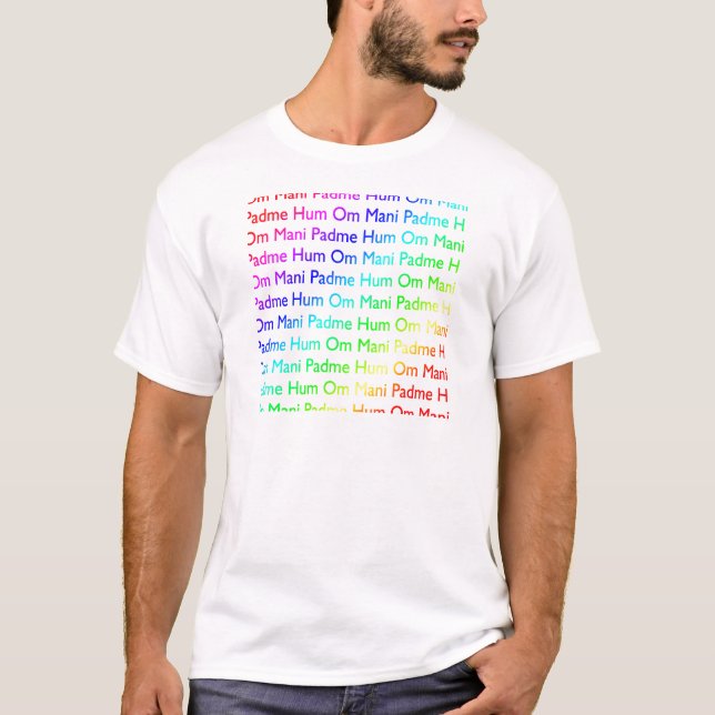Rainbow Om Mani Padme Hum T-Shirt (Vorderseite)