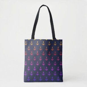 Rainbow Ombre Anchors Tote Bag