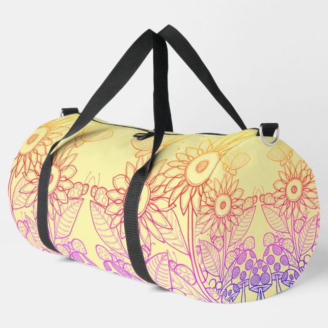 Rainbow Ombre Butterfly & Ladybugs Duffle Bag (Linke Ecke)