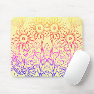 Rainbow Ombre Butterfly & Ladybugs Mousepad