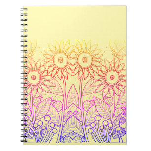 Rainbow Ombre Butterfly & Ladybugs Notizblock
