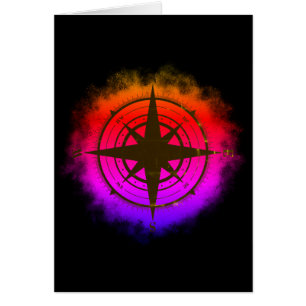 Rainbow Ombre Compass Star Silhouette
