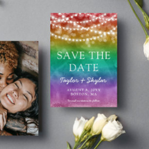 Rainbow Ombre Gay Wedding Save the Date