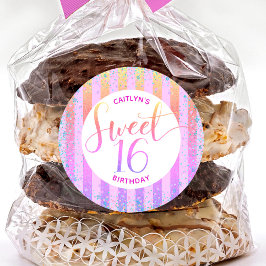 Rainbow ombre Glitzer Skript süß 16 Geburtstag Runder Aufkleber