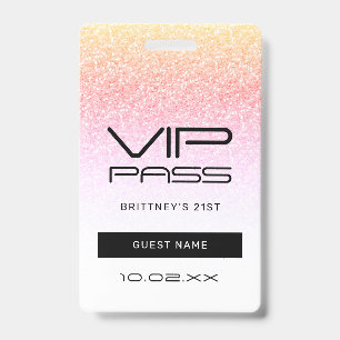 Rainbow Ombre Glitzer VIP Pass Party Einladung Ausweis