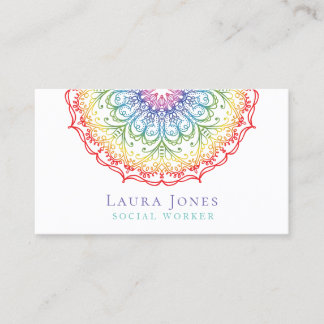 Rainbow Ombre Gradation Mandala Ladys Stylist Visitenkarte