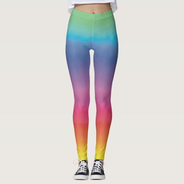 Rainbow Ombré Hand Painted Art von Heva Weva Leggings (Vorderseite)