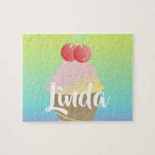 Rainbow Ombre Ice Cream Girl Name Puzzle