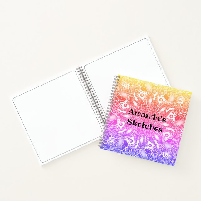 Rainbow ombre leaf mandala Notebook Notizbuch (Innenseite)