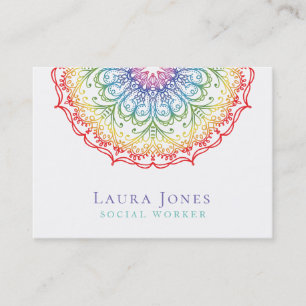 Rainbow Ombre Mandala Ladys Pride Hair Stylist Visitenkarte