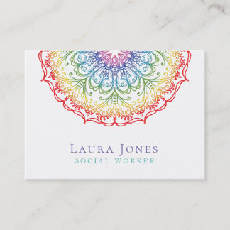 Rainbow Ombre Mandala Ladys Pride Hair Stylist Visitenkarte