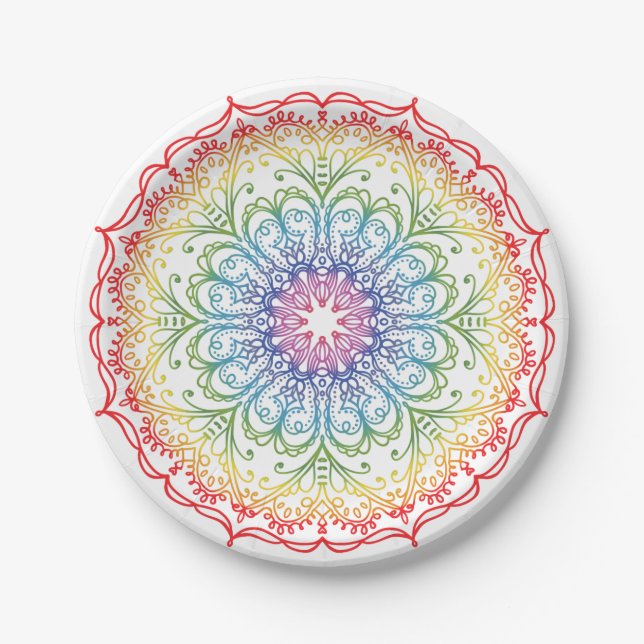 Rainbow Ombre Mandala  Pappteller (Vorderseite)