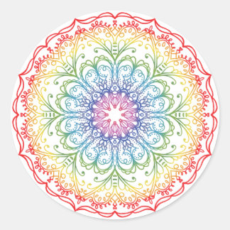 Rainbow Ombre Mandala Runder Aufkleber