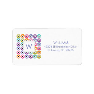 Rainbow Ombre Polka Dot Quilt Muster Adressaufkleber