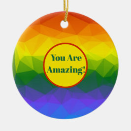 Rainbow Ombre Polygon Keramik Ornament