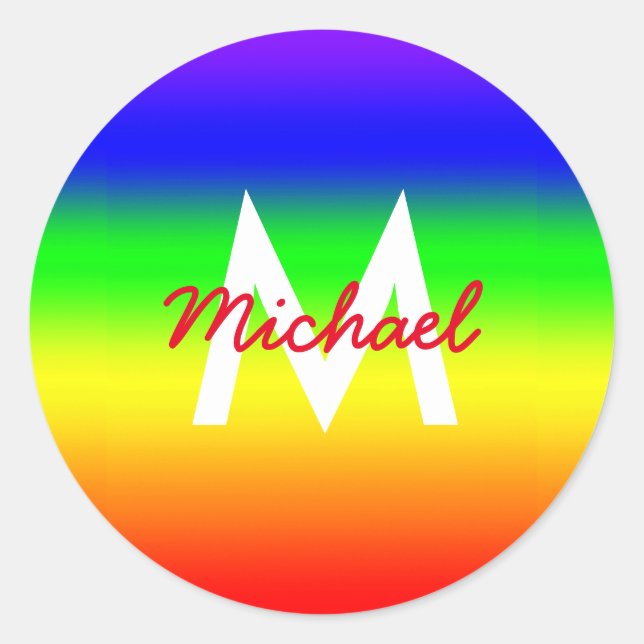 Rainbow Ombre Runder Aufkleber (Vorderseite)