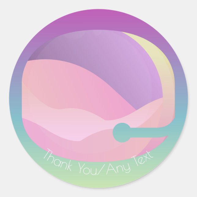 Rainbow Ombre Space Moon Runder Aufkleber (Vorderseite)
