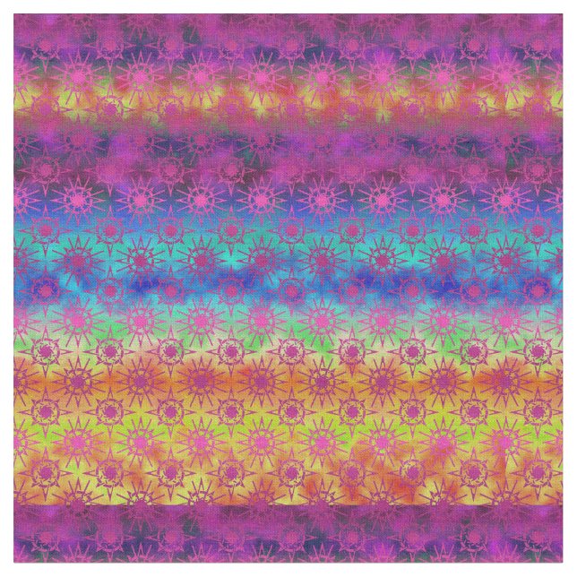 Rainbow Ombre-Sternexplosionen | Boho Style Stoff (Nahaufnahme)