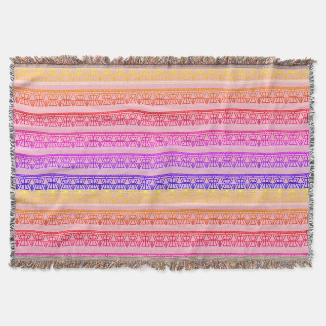 Rainbow Ombre Tribal Stripes Throw Blanket Decke (Vorderseite)
