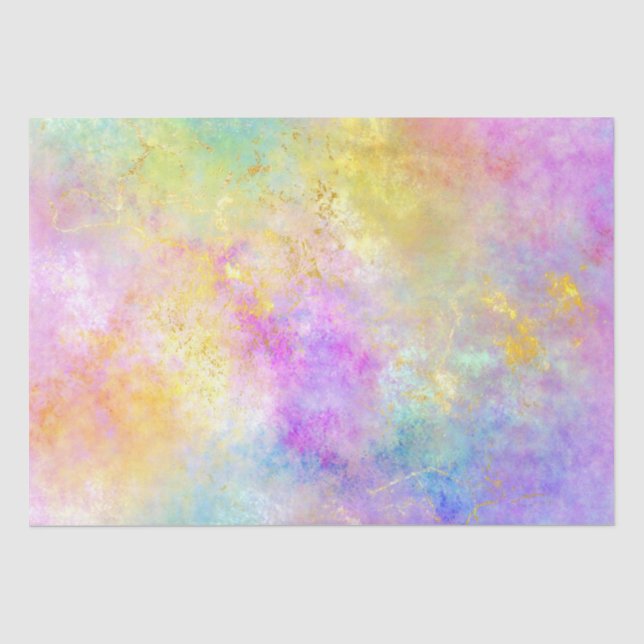 Rainbow Ombre und Gold Fire Opal Muster Seidenpapier (Vorderseite)