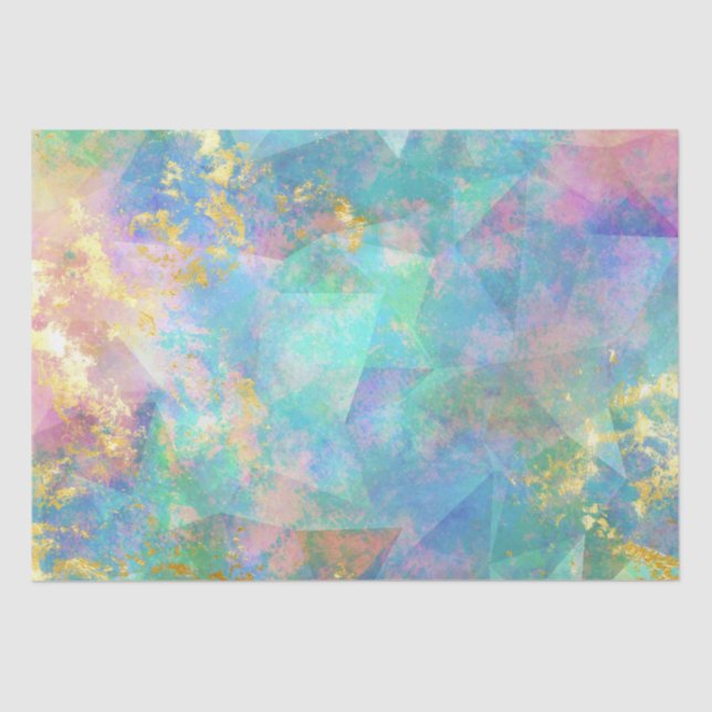 Rainbow Ombre und Gold Fire Opal Muster Seidenpapier (Vorderseite)