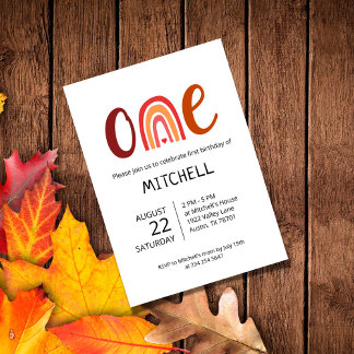 Rainbow One Einladung zum ersten Geburtstag