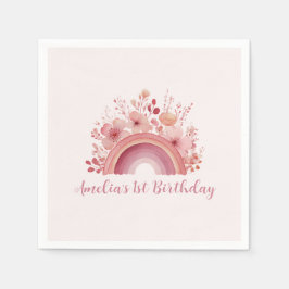 Rainbow Onederful 1st Birthday Party Napkin Serviette