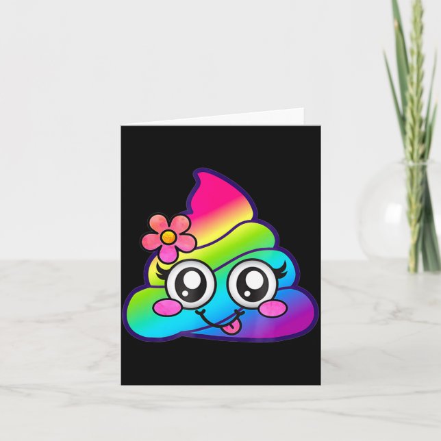Rainbow Op Emoji Cute Unicorn O Flower Silly  Karte (Vorderseite)