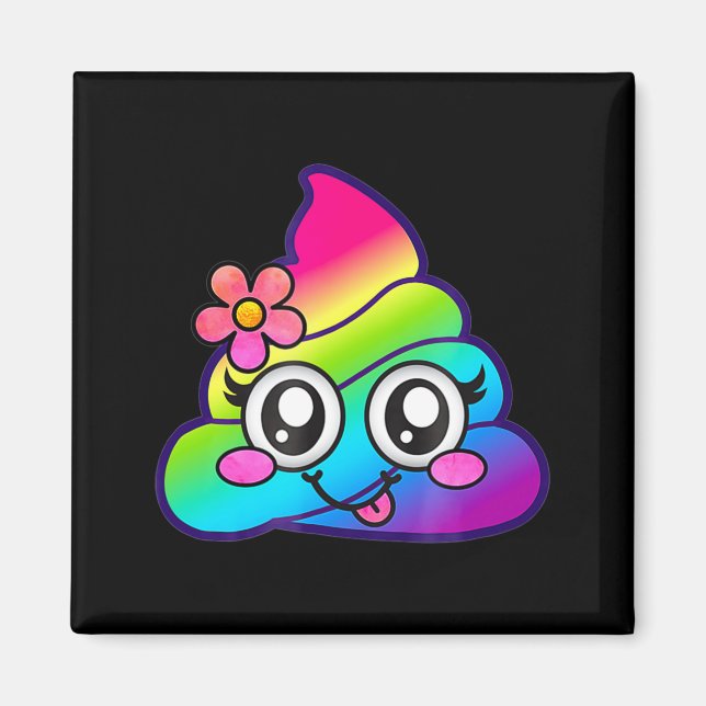 Rainbow Op Emoji Cute Unicorn O Flower Silly  Magnet (Vorne)