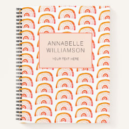 Rainbow orange boho notizbuch